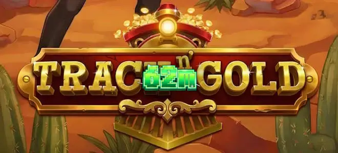 Interface de jogo do caça-níqueis Track n' Gold com elementos temáticos de trem e trilhos